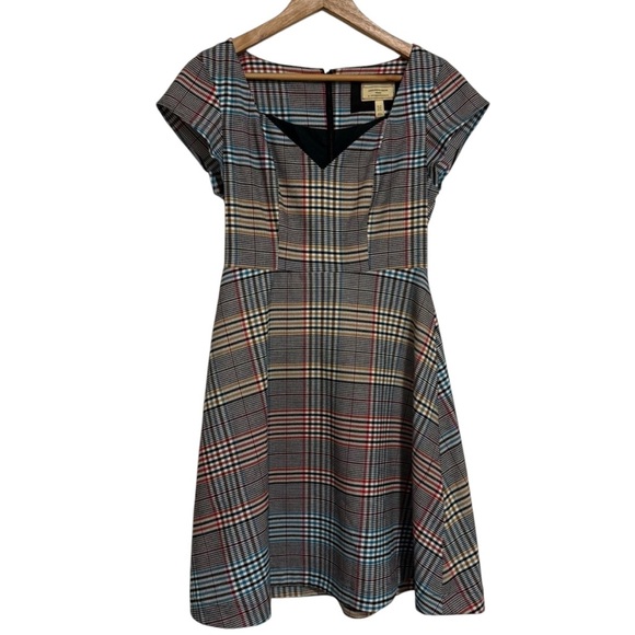 Anthropologie Moulinette Soeurs Plaid Fit & Flare Dress Women’s Size 4 - Picture 3 of 11